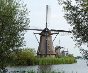 пазл Ветряных мельниц Киндердейк, Нидерланды